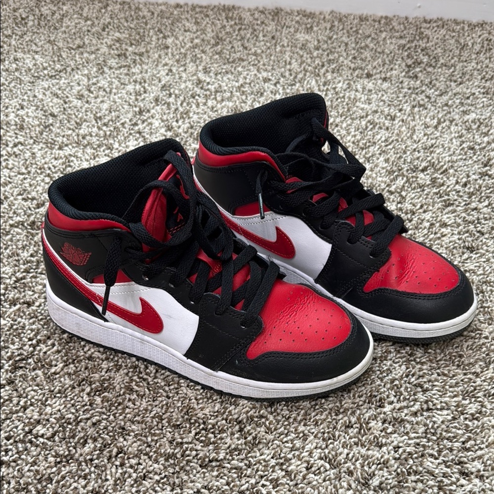 Nike Air Jordan Red and Black Sneakers Mid-Top Iconic Design